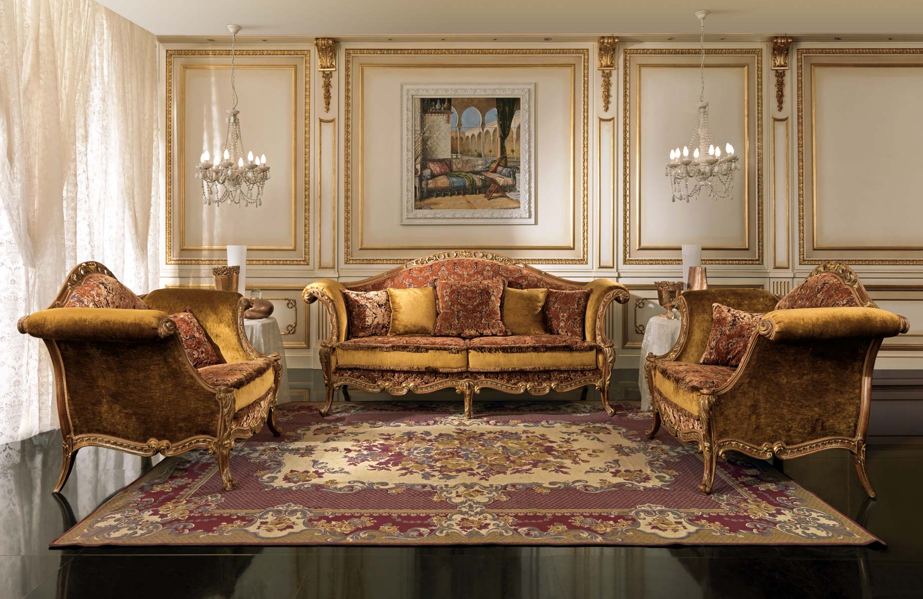 Divano letto classico pelle: salotti e divani made in italy vera ...